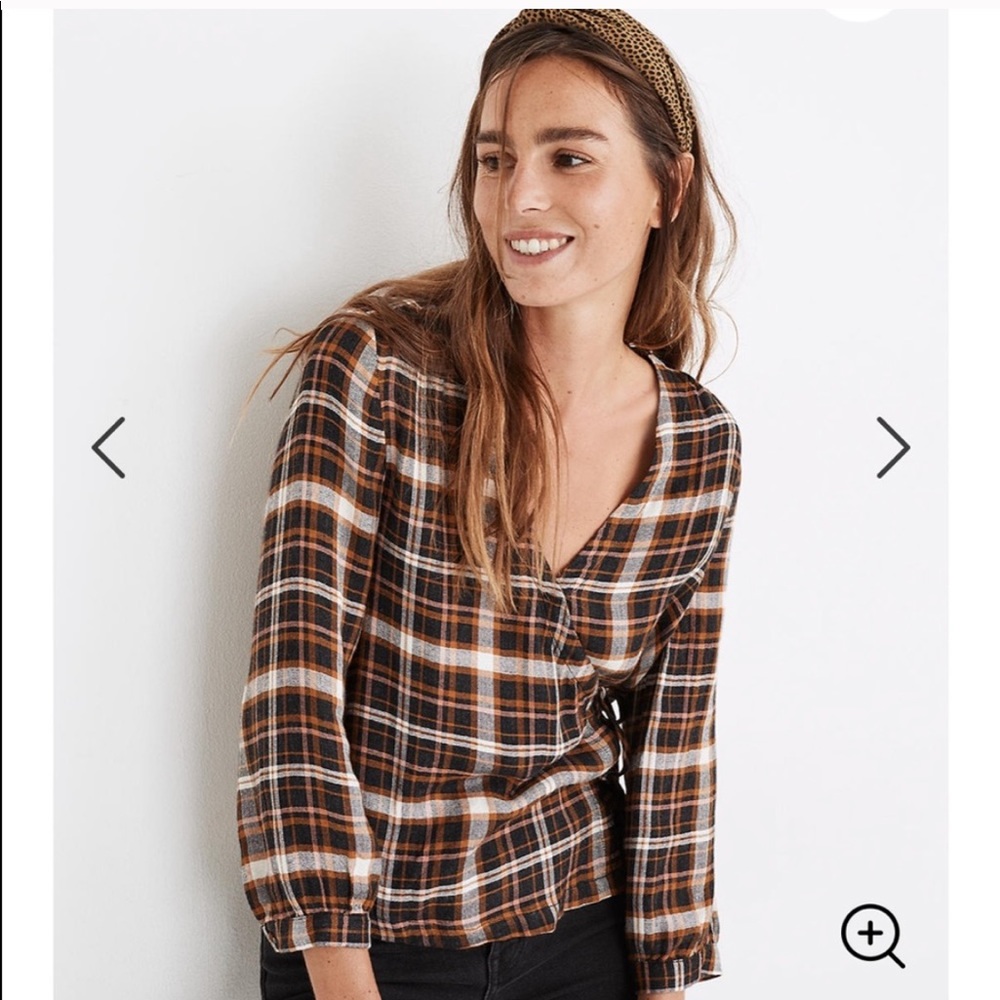 Madewell plaid gauze double-tie wrap top - Picture 2 of 8